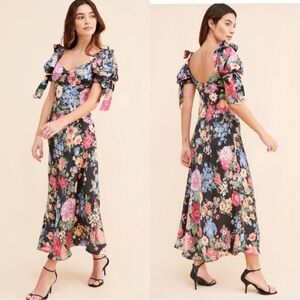 Selkie The Poet Slip Floral Black Maxi Dress Sz S Excellent Condition